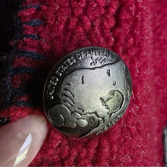 Vtg USA Flag Deep Red Thick Cardigan Sweater Button Women’s XL Hand Embroidered - Picture 6 of 13